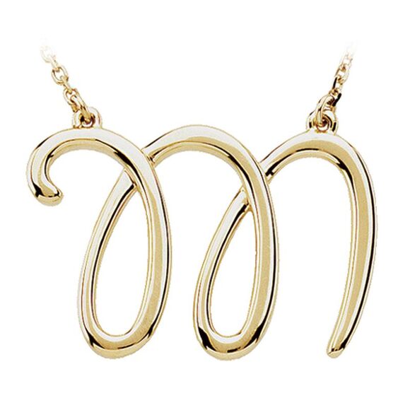 14k Yellow Gold, Olivia Collection, Medium Script Initial M Necklace - Picture 1 of 4